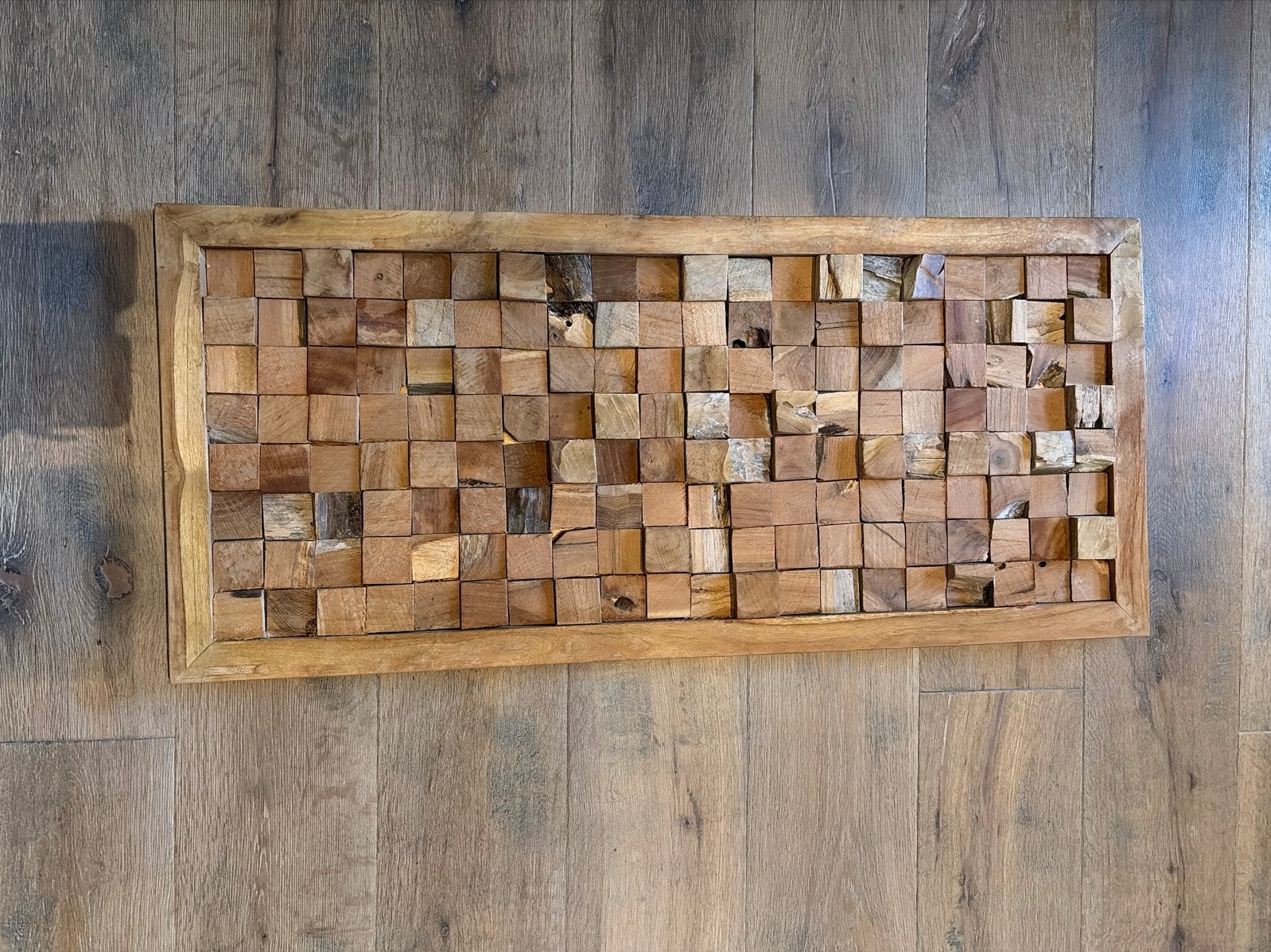 Decoratief houten wandpaneel / schilderij – 100 x 45 cm, Ophalen, Gebruikt, Hout, Bruin