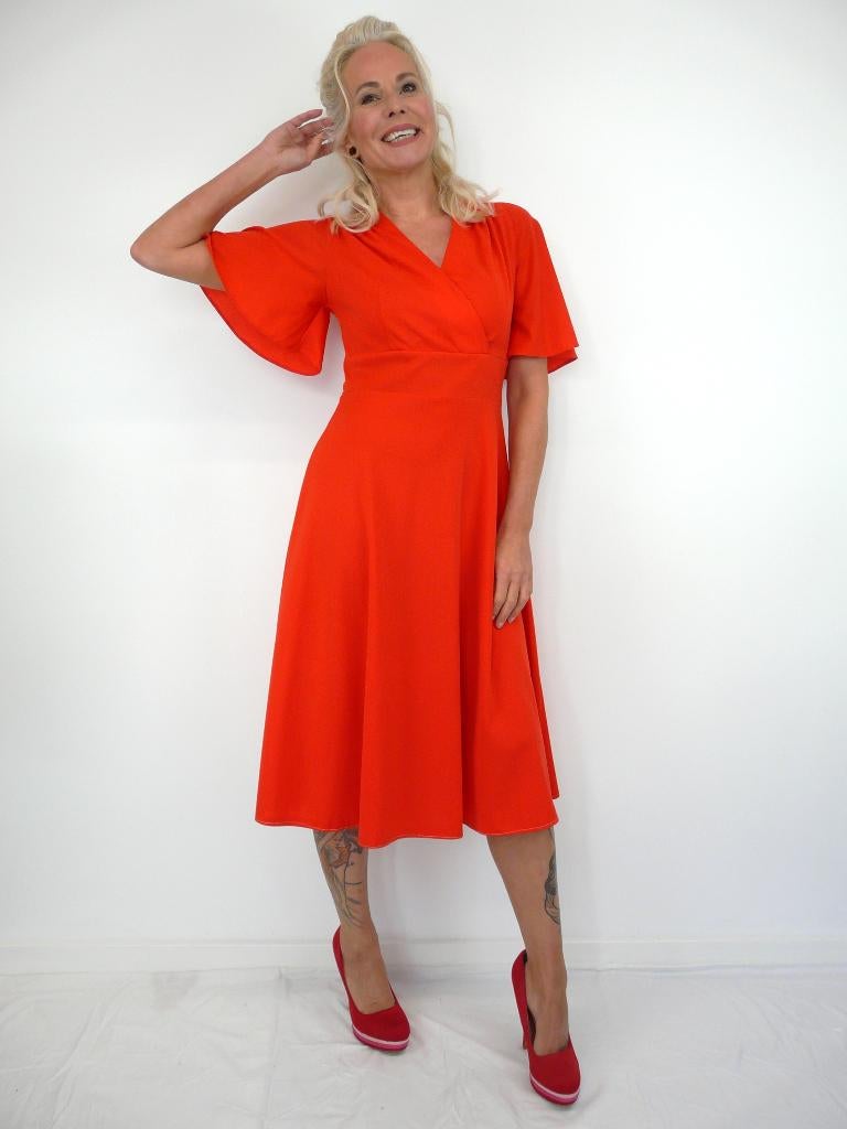 *Abfab Vintage Oranje 70's Jurk 38*, Maat 38/40 (M), Oranje, Ophalen of Verzenden, Zo goed als nieuw