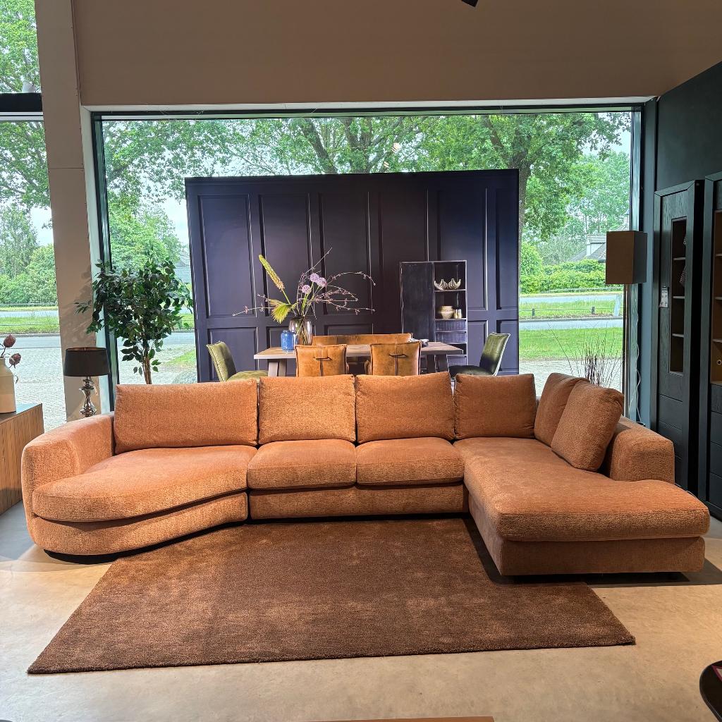 U-vorm bank roze 380x200cm, Ophalen, Hoekbank, 300 cm of meer, Zo goed als nieuw
