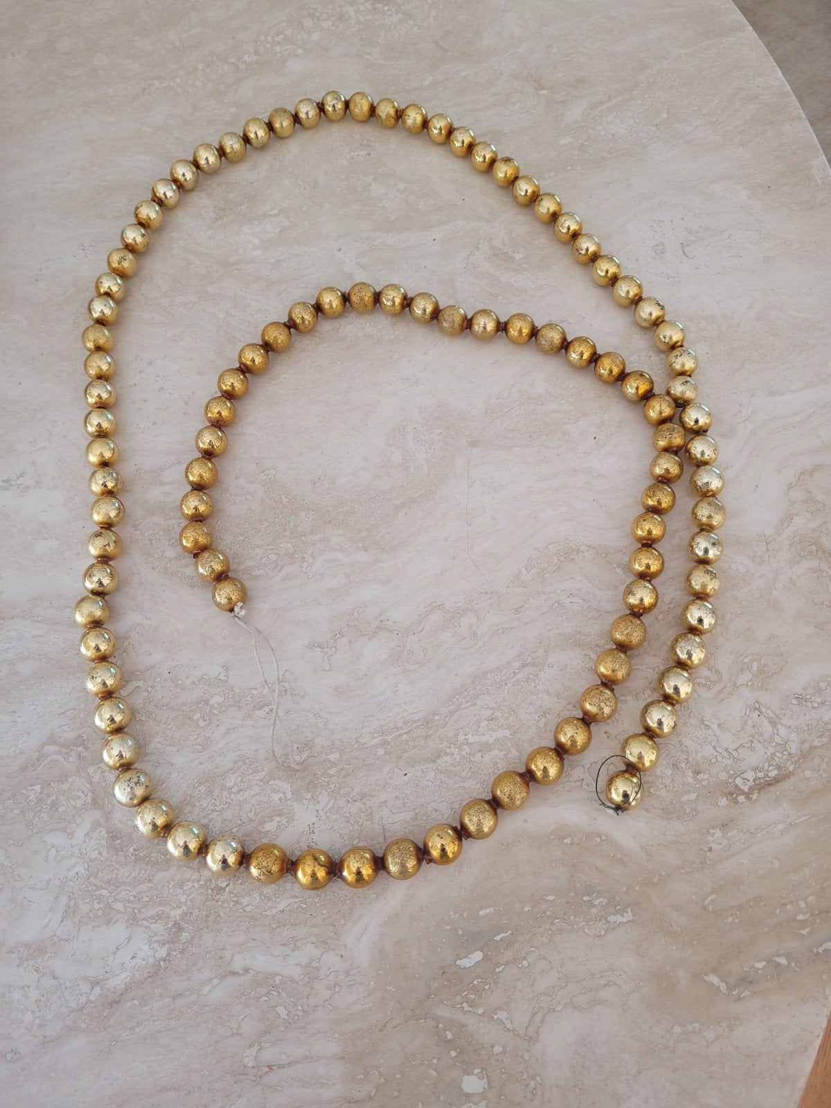 antieke grote kerst slinger Kralenketting goud, Ophalen of Verzenden