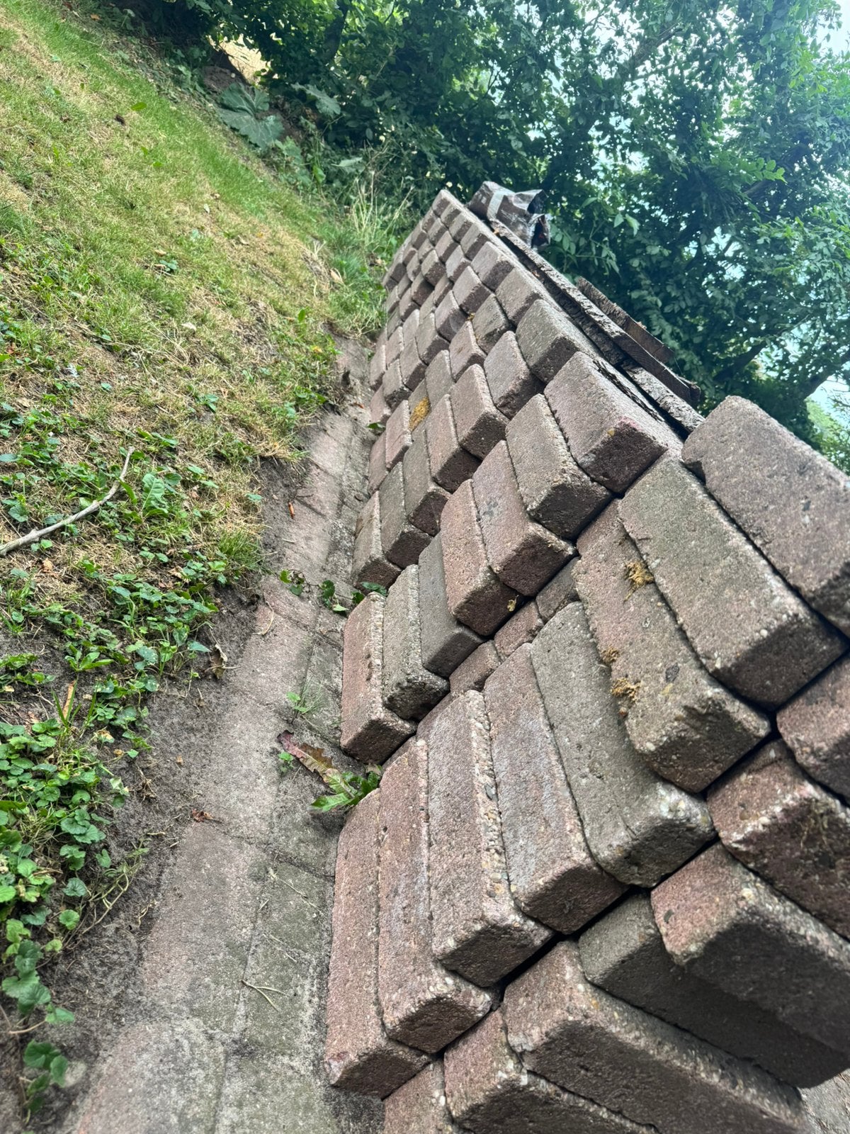 Bisschopmuts Ongeveer 70m2, Tuin en Terras, Ophalen, Zo goed als nieuw, Beton, Terrastegels