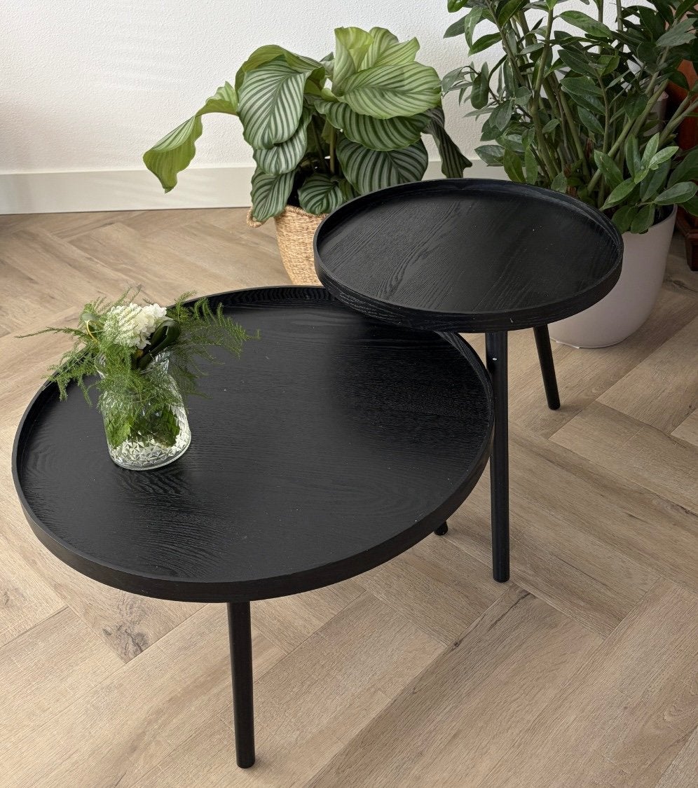 WOOOD Mesa tafel M en L zwart, Huis en Inrichting, Ophalen, Zo goed als nieuw, Rond, 50 tot 100 cm