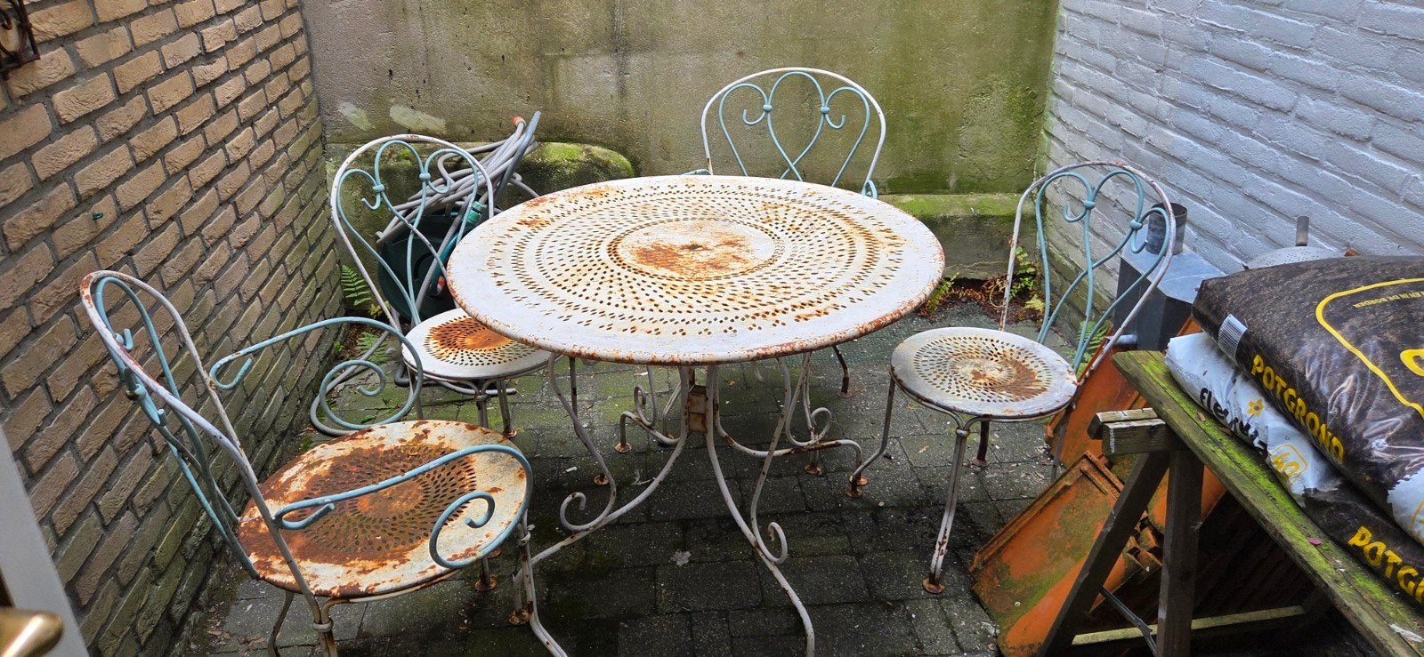 antieke tuinset, Ophalen, Gebruikt, Overige materialen, 2 zitplaatsen