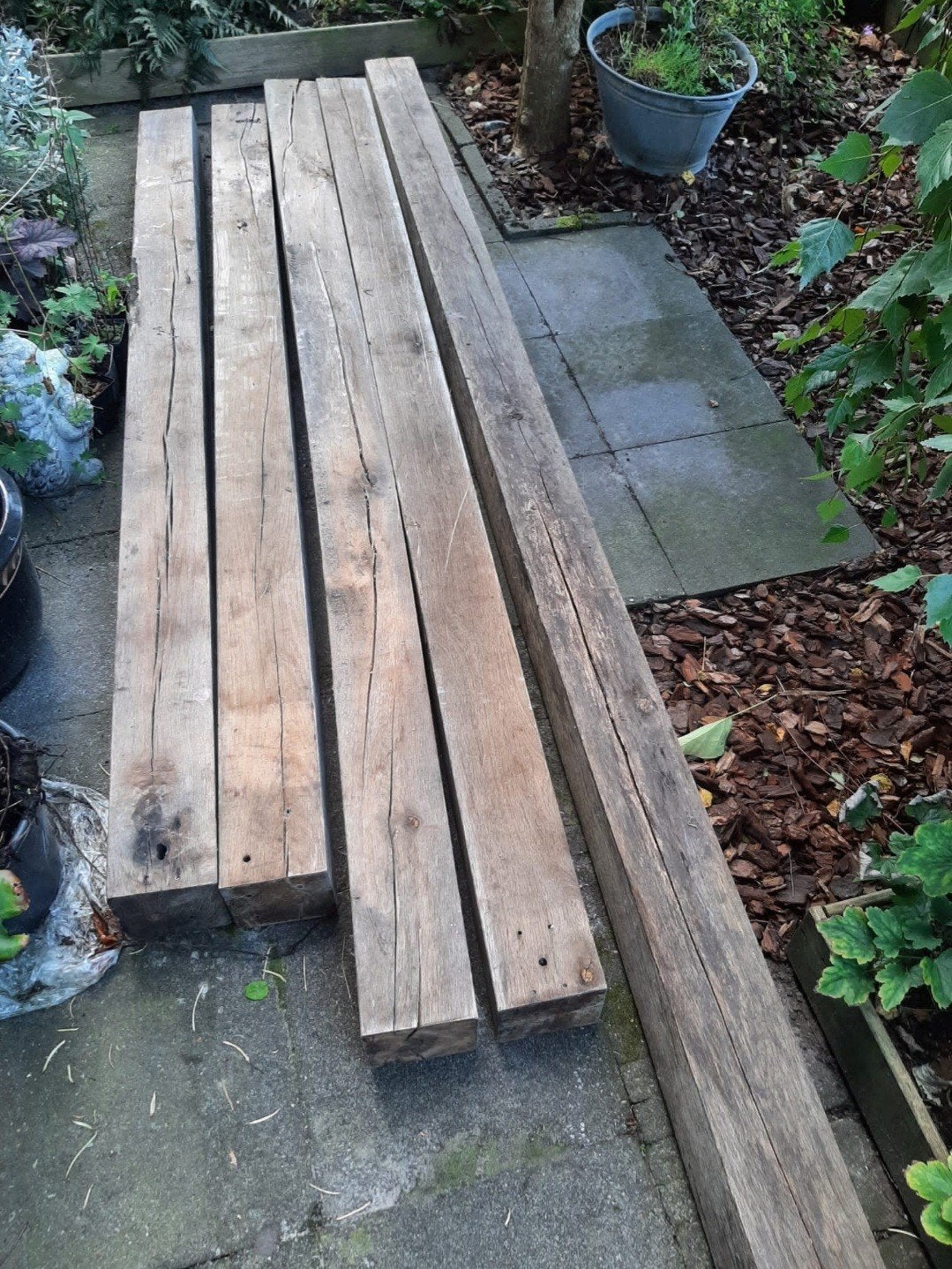 Eiken balken diverse lengtes, Ophalen, Eiken, Balk, 50 mm of meer