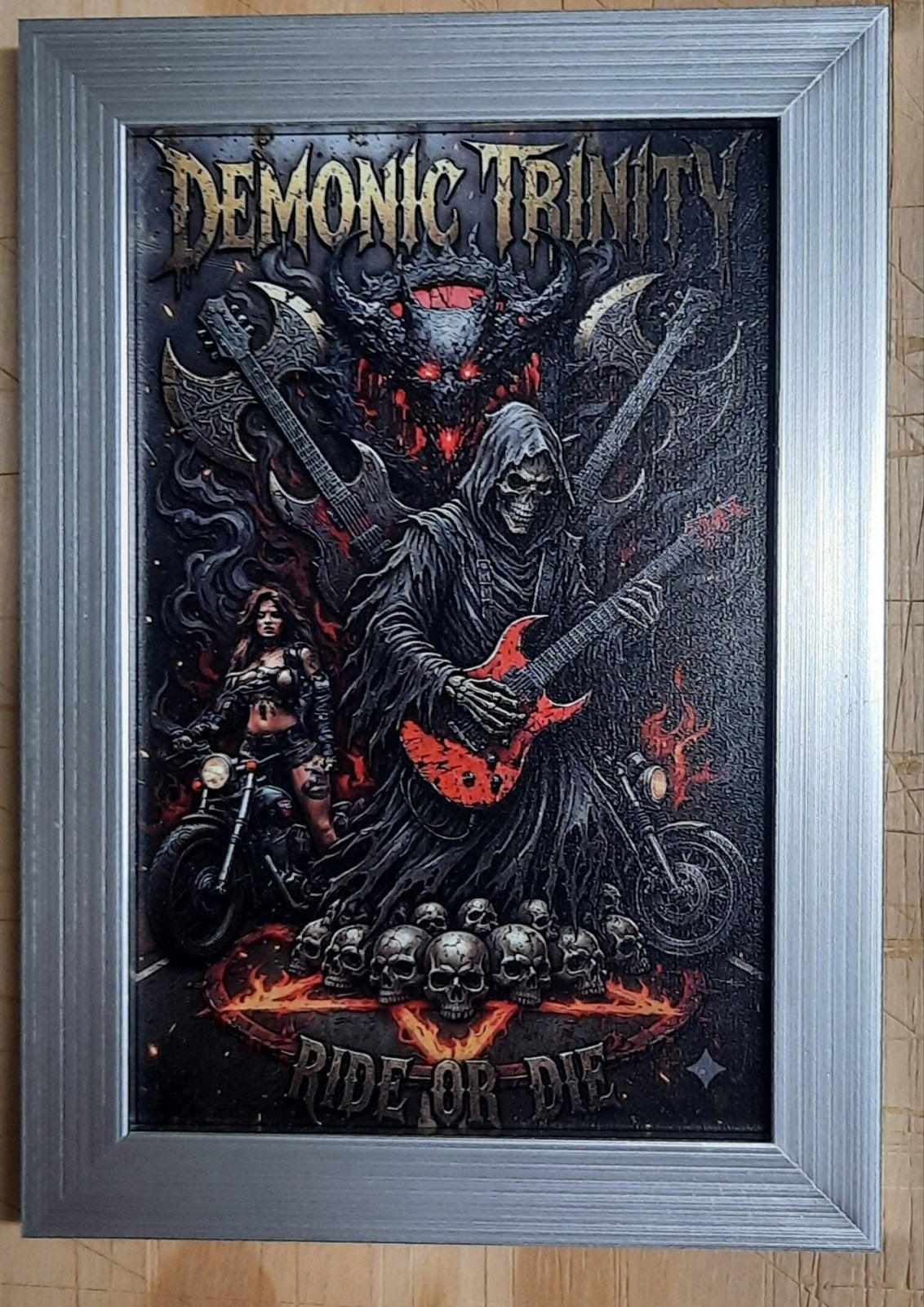 Demonic Trinity 'Ride or Die' ingelijste uv-print, Minder dan 50 cm, Ophalen of Verzenden, 5 – 50, Print