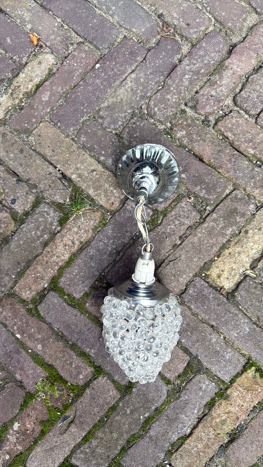 Vintage chromen hanglamp, Antiek en Kunst, Ophalen of Verzenden
