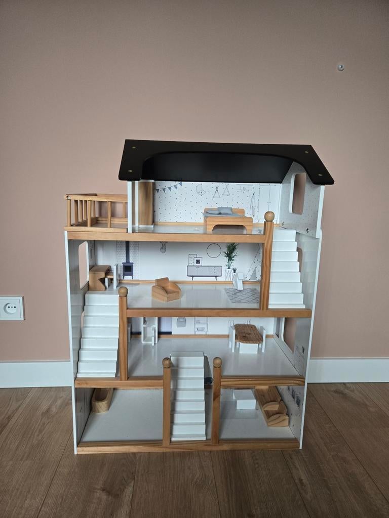 Petite Amelie houten poppenhuis met meubels, Ophalen