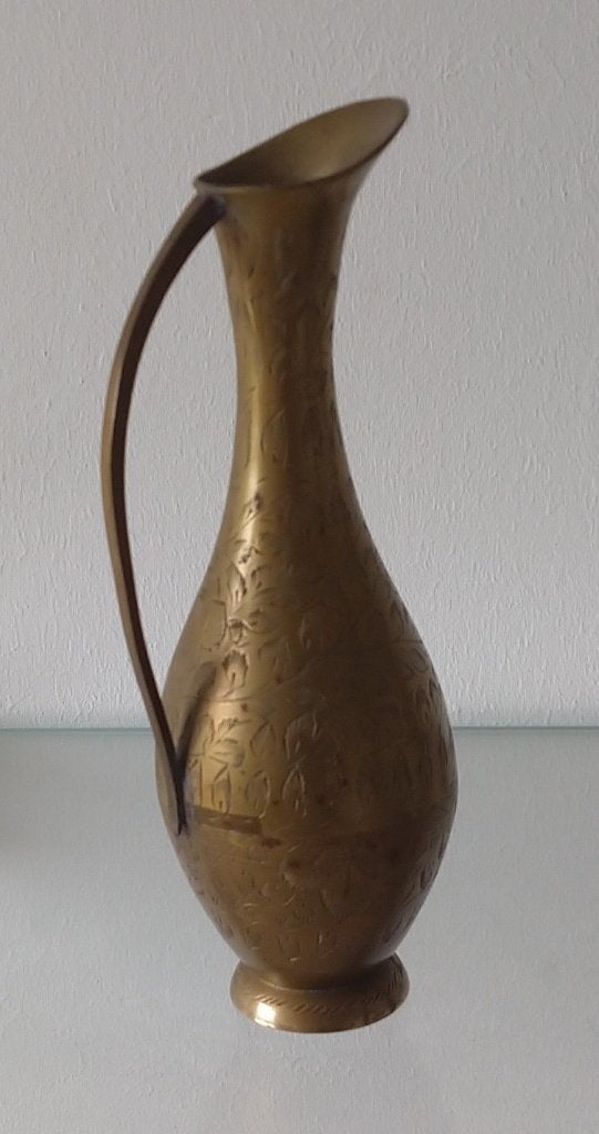 vaas/ kan massief messing geëtst, volgnr 18, Antiek en Kunst, Antiek | Koper en Brons, Ophalen of Verzenden, Koper