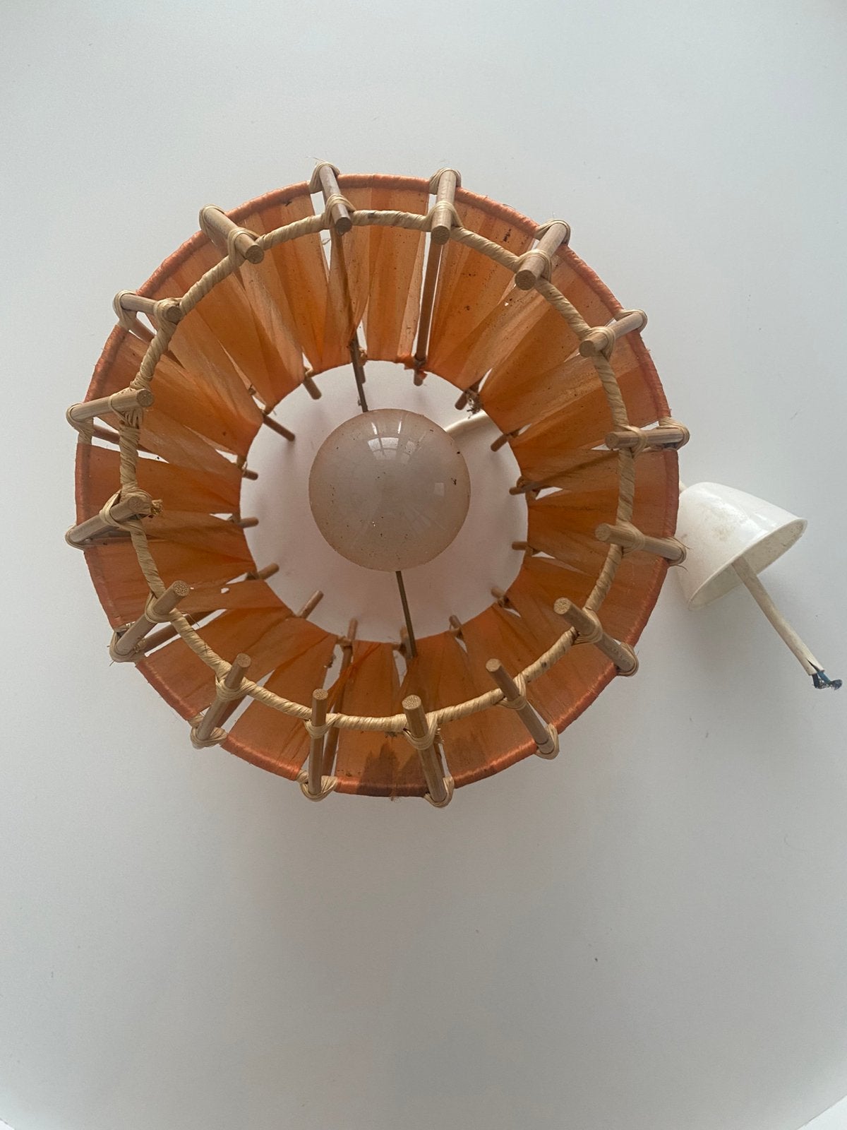 Vintage bamboe hanglamp jaren 60/70, Huis en Inrichting, Lampen | Hanglampen, Ophalen, Gebruikt, Vintage
