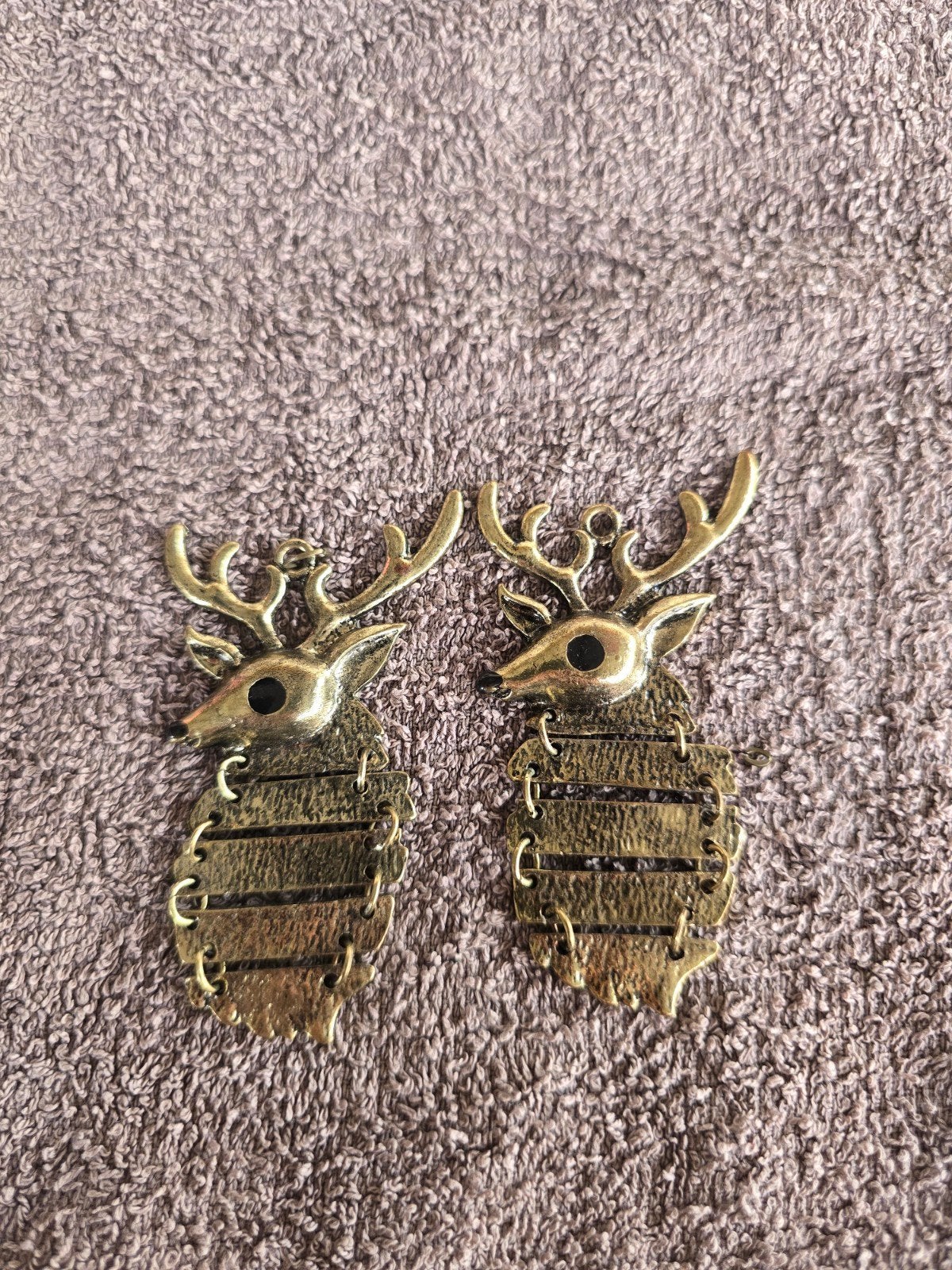 Set van 2 Vintage Hert Kettinghangers - Goud/Bronskleurig, Ophalen of Verzenden