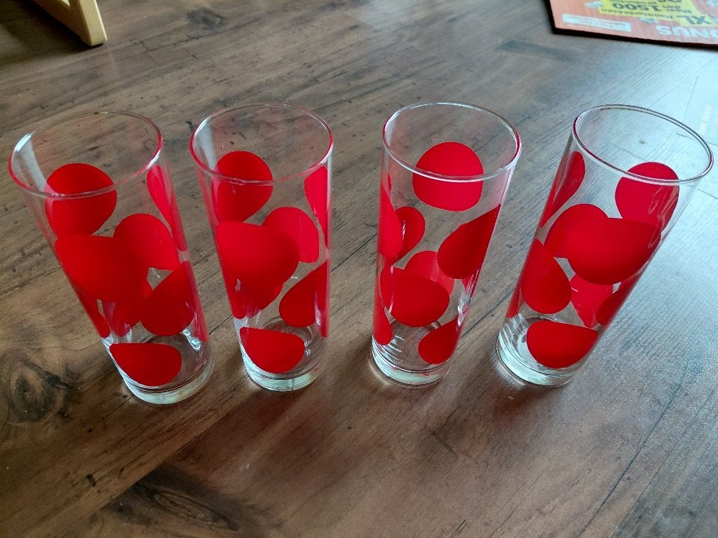 4 Mique/Tom Collins longdrinkglazen, Ophalen of Verzenden, Zo goed als nieuw, Frisdrankglas