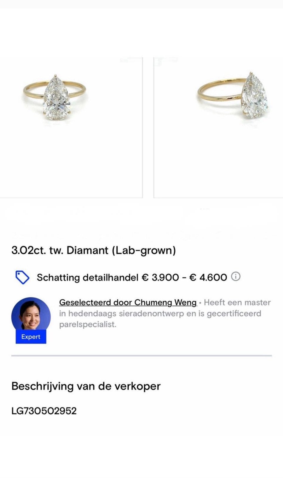 14K Geelgouden Verlovingsring Nieuw - VVS2 F diamant 3.02ct!, Nieuw, Ophalen of Verzenden, 17 tot 18, Met edelsteen