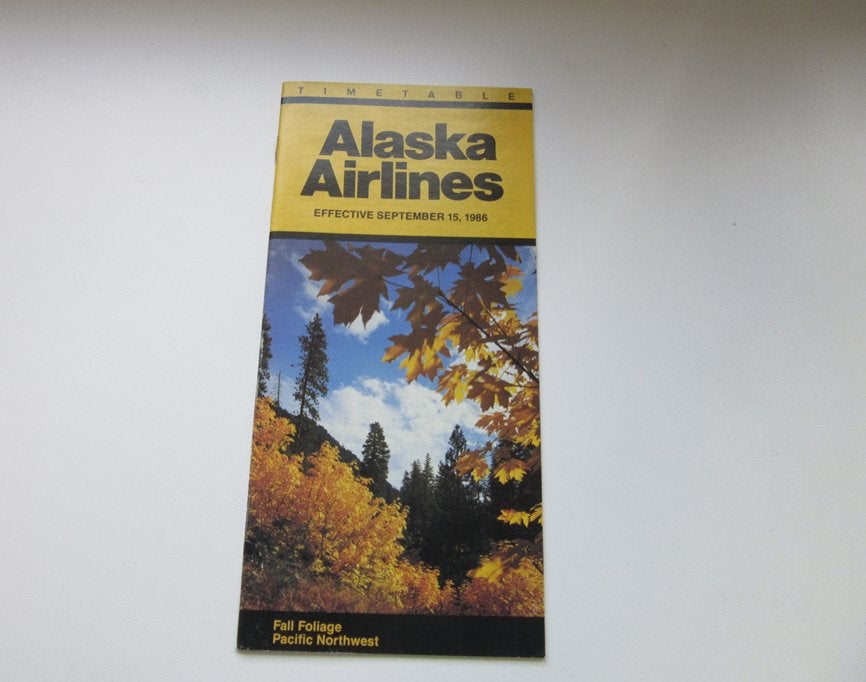 Alaska Airlines timetable 1986, Verzamelen, Verzenden, Zo goed als nieuw, Overige typen