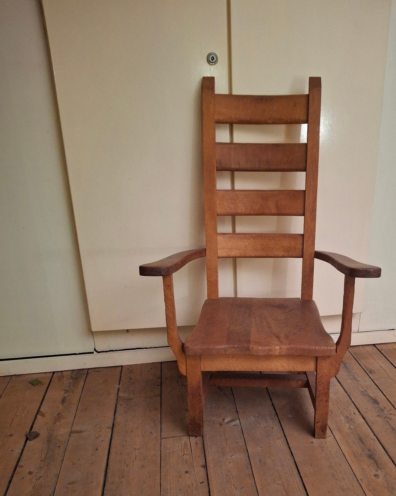 Brutalist Eiken Fauteuil - Vintage Design, Ophalen, Gebruikt, 75 tot 100 cm, Brutalist, Vintage