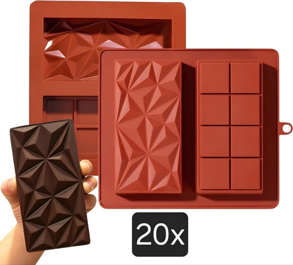 Partij 20x siliconen chocolade bakvorm – diepe mal, Ophalen of Verzenden, Nieuw
