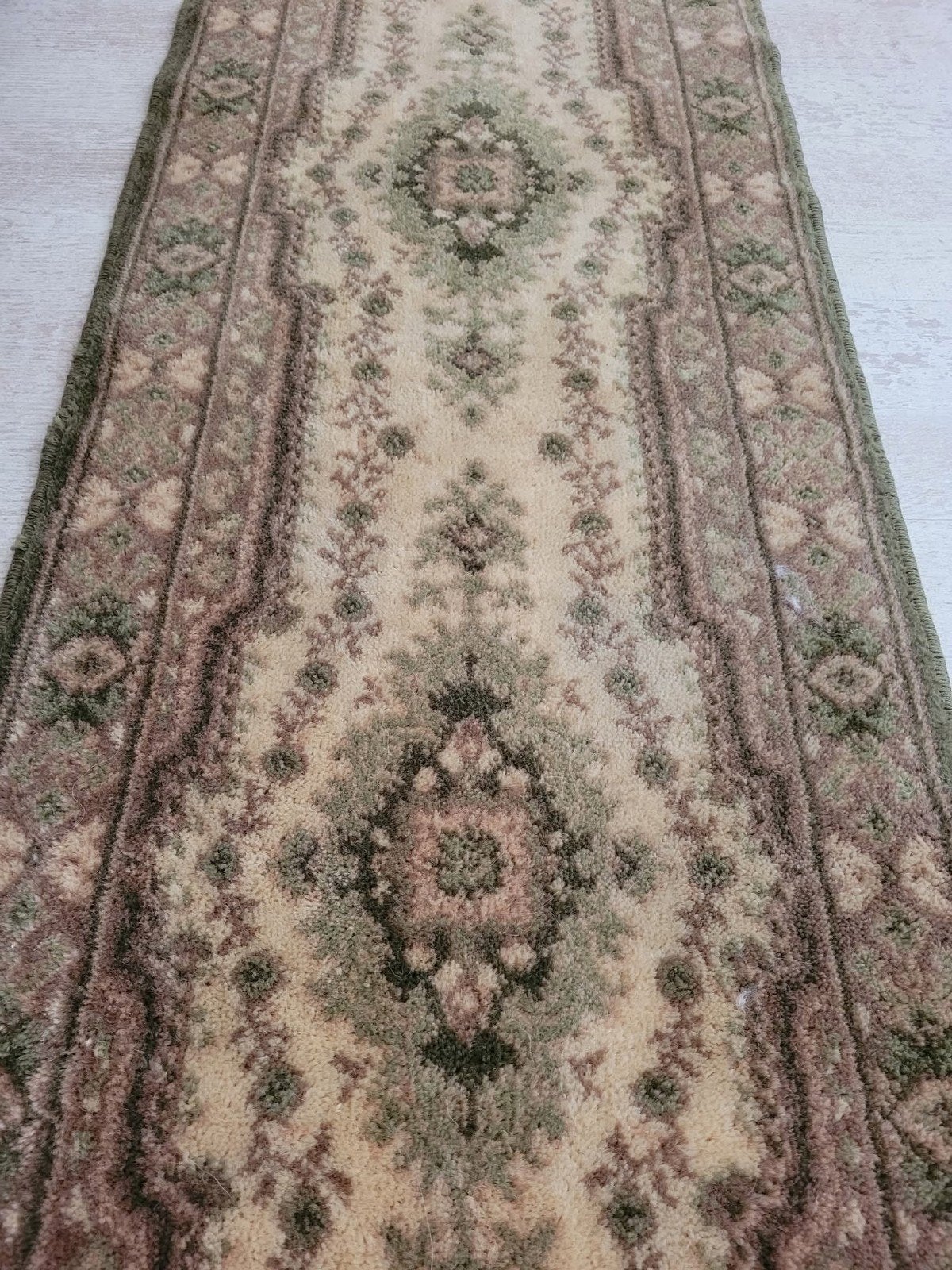 Vintage vloerkleed loper, klassiek oosters patroon, Verzenden, Groen, Zo goed als nieuw, 150 tot 200 cm