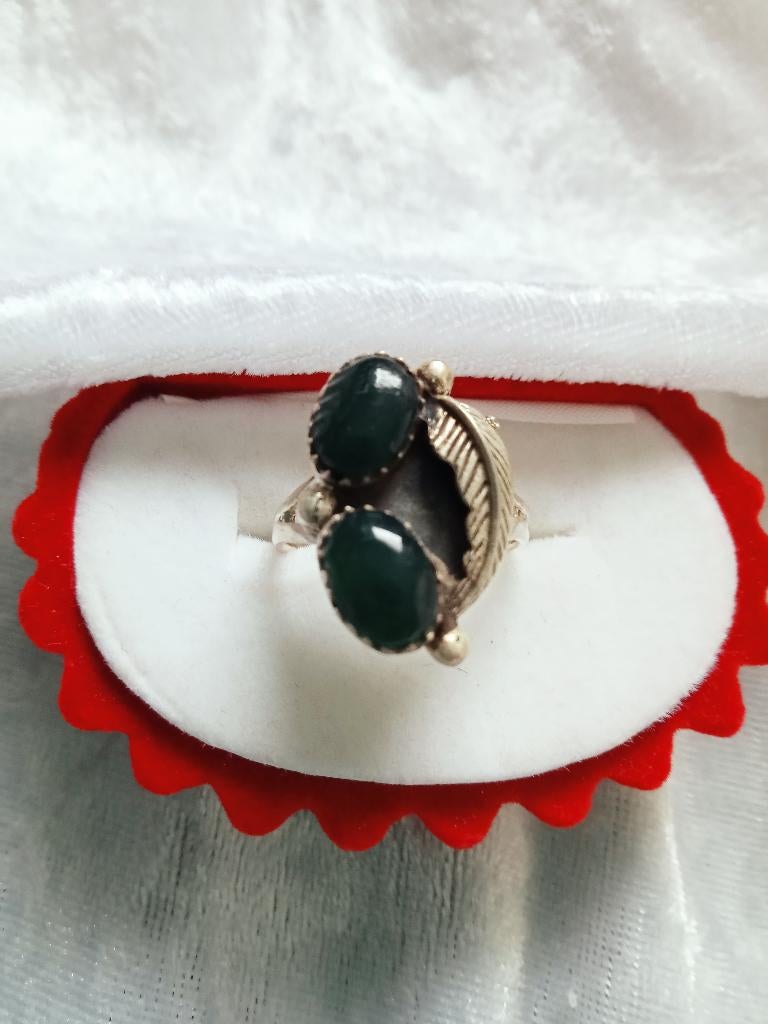 Mooie Zilveren Ring met Aventurijn - maat 18, Verzenden, Zilver, Ring, Met edelsteen