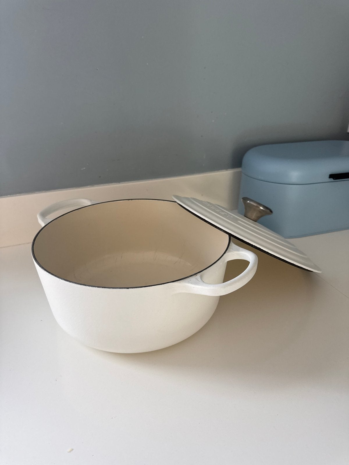 Le Creuset Braadpan Wit - 26 cm, Ophalen, Gebruikt, Met deksel, Le Creuset