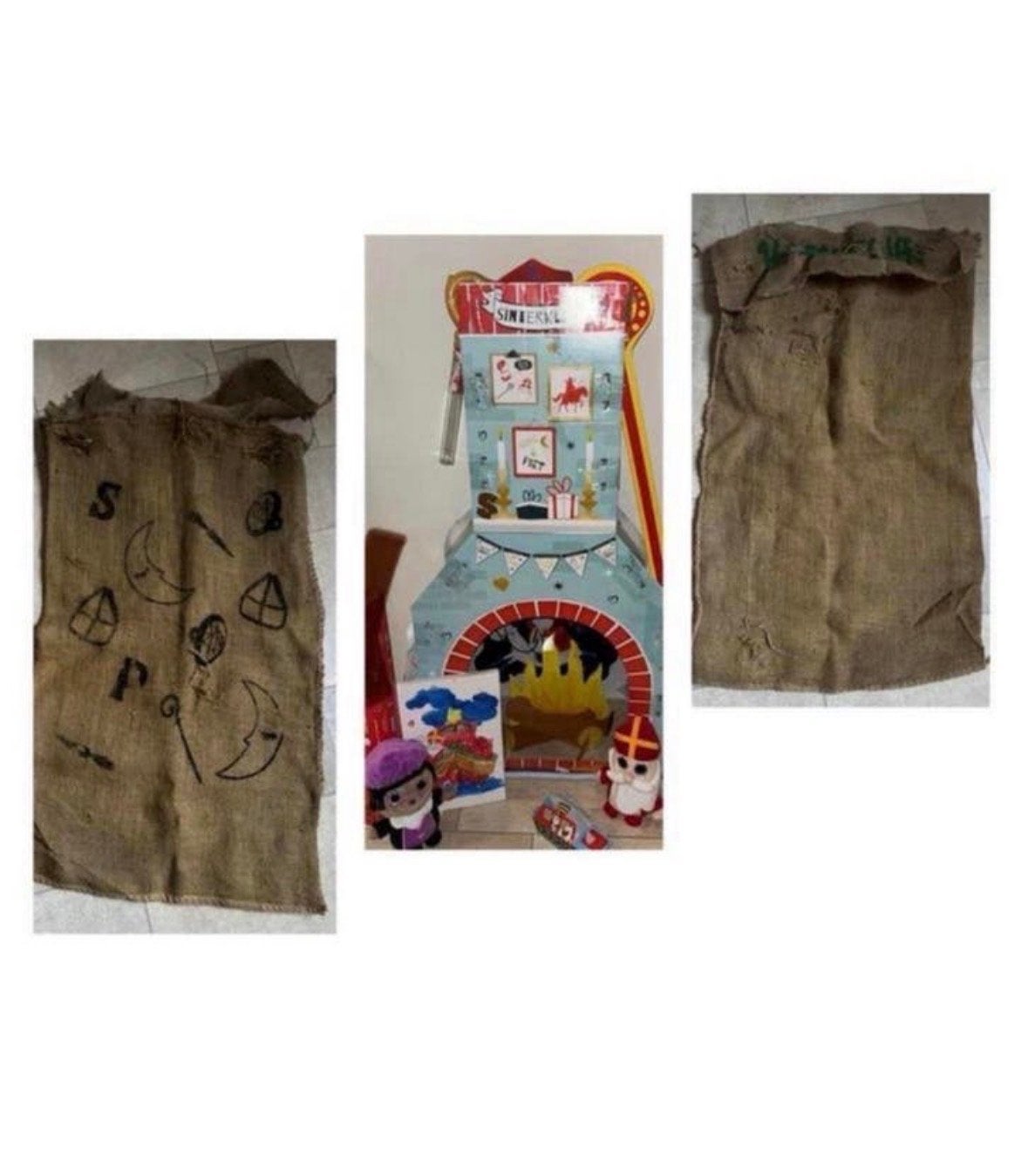 Sinterklaas schoorsteen staf jute zak knuffels, Ophalen of Verzenden