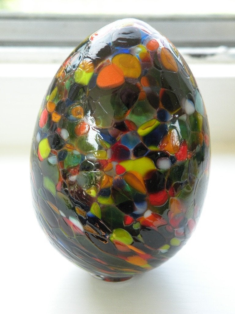 Ei, glas. Multicolor. Met pontilmerk., Ophalen of Verzenden, Meerkleurig, Glas, Massief