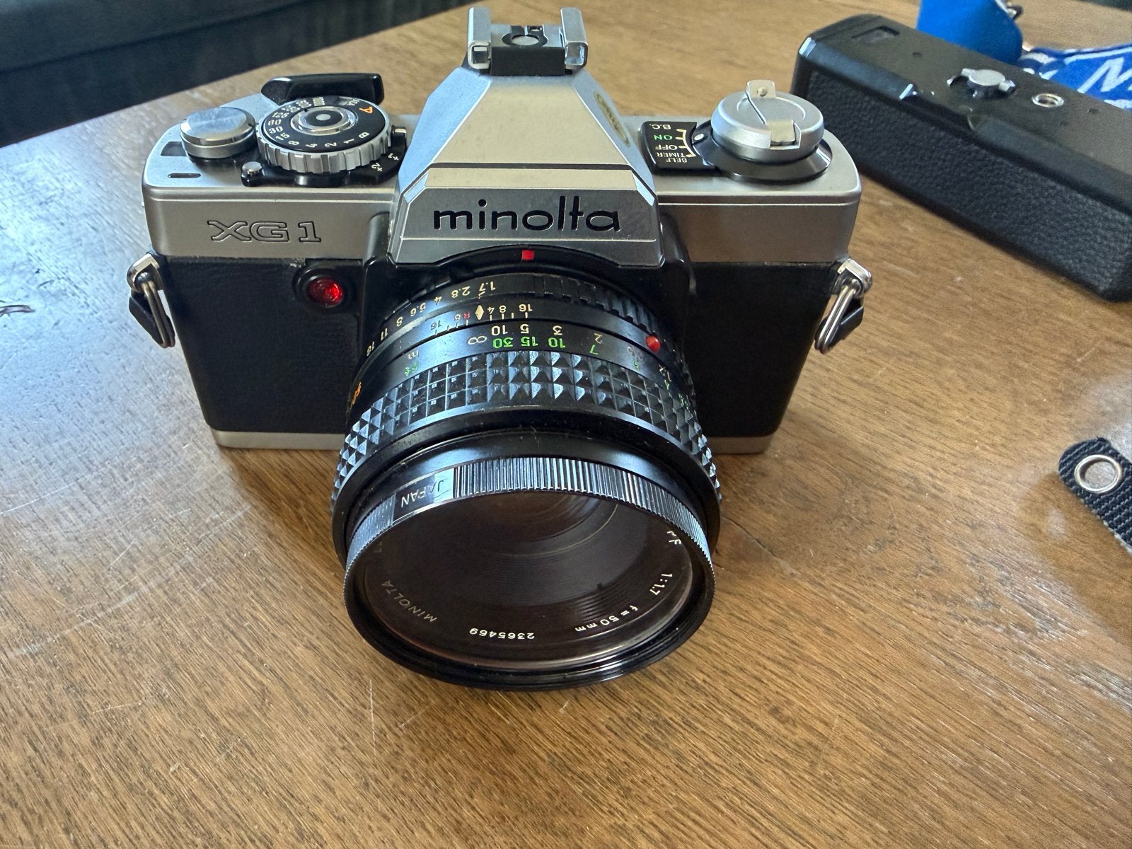 Minolta XG1 Spiegelreflexcamera met 50mm lens en Auto Winder, Ophalen of Verzenden, Gebruikt, Spiegelreflex, Minolta