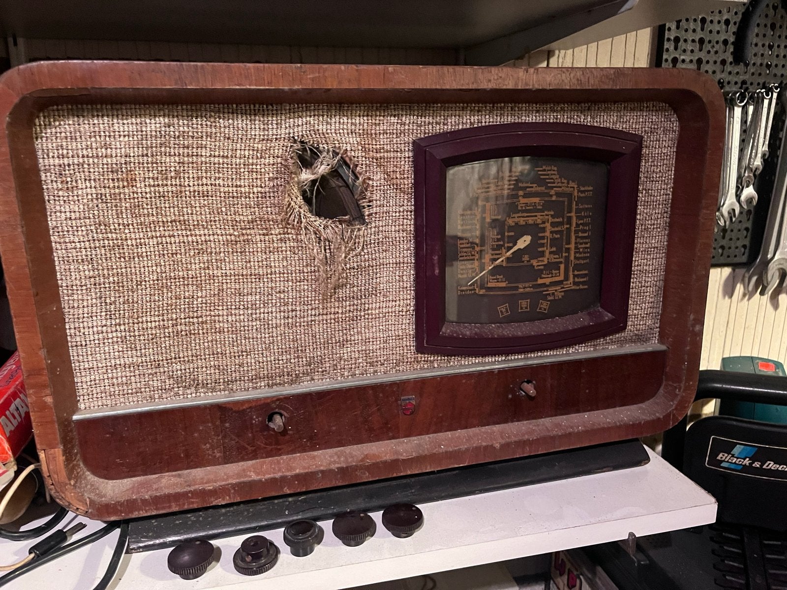 Vintage Philips buizenradio - voor restauratie, Ophalen of Verzenden
