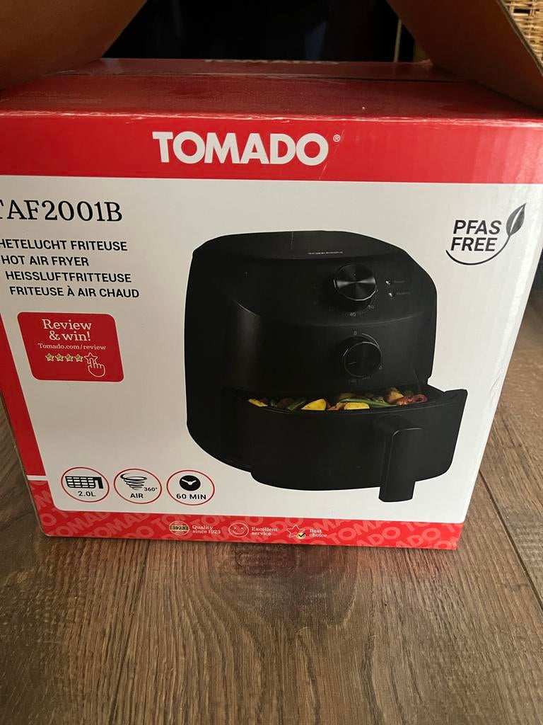 Tomado Airfryer TAF2001B - Nieuw in doos - 2 Liter, Witgoed en Apparatuur, Ophalen of Verzenden, Nieuw, Airfryer, Minder dan 750 gram