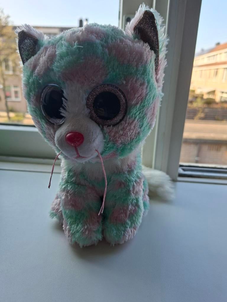 Schattige TY Beanie Boo kat knuffel - Roze/Mintgroen, Ophalen of Verzenden, Nieuw