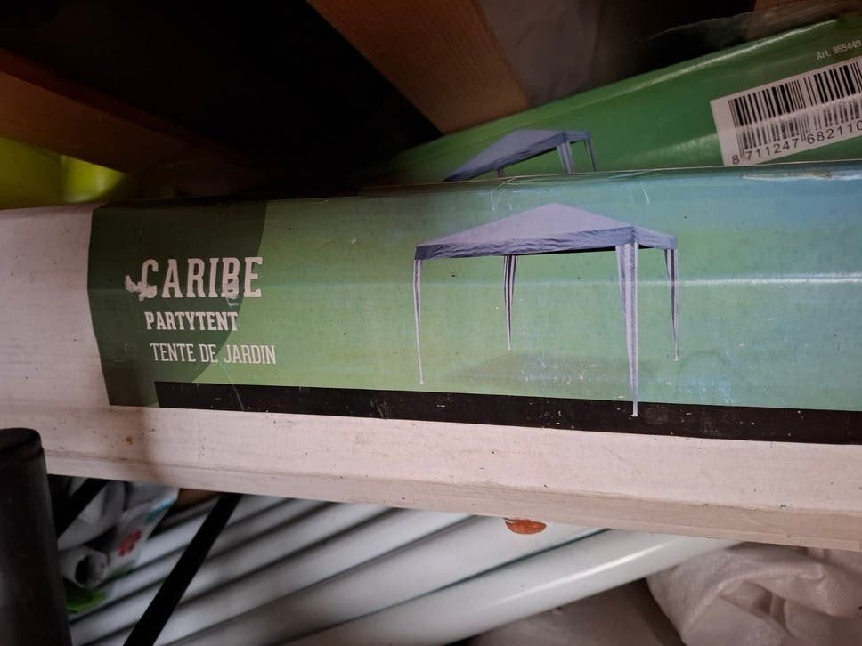 2x Caribe Partytent -  in doos 274 x 274, Tuin en Terras, Ophalen, Gebruikt, Opvouwbaar, Partytent