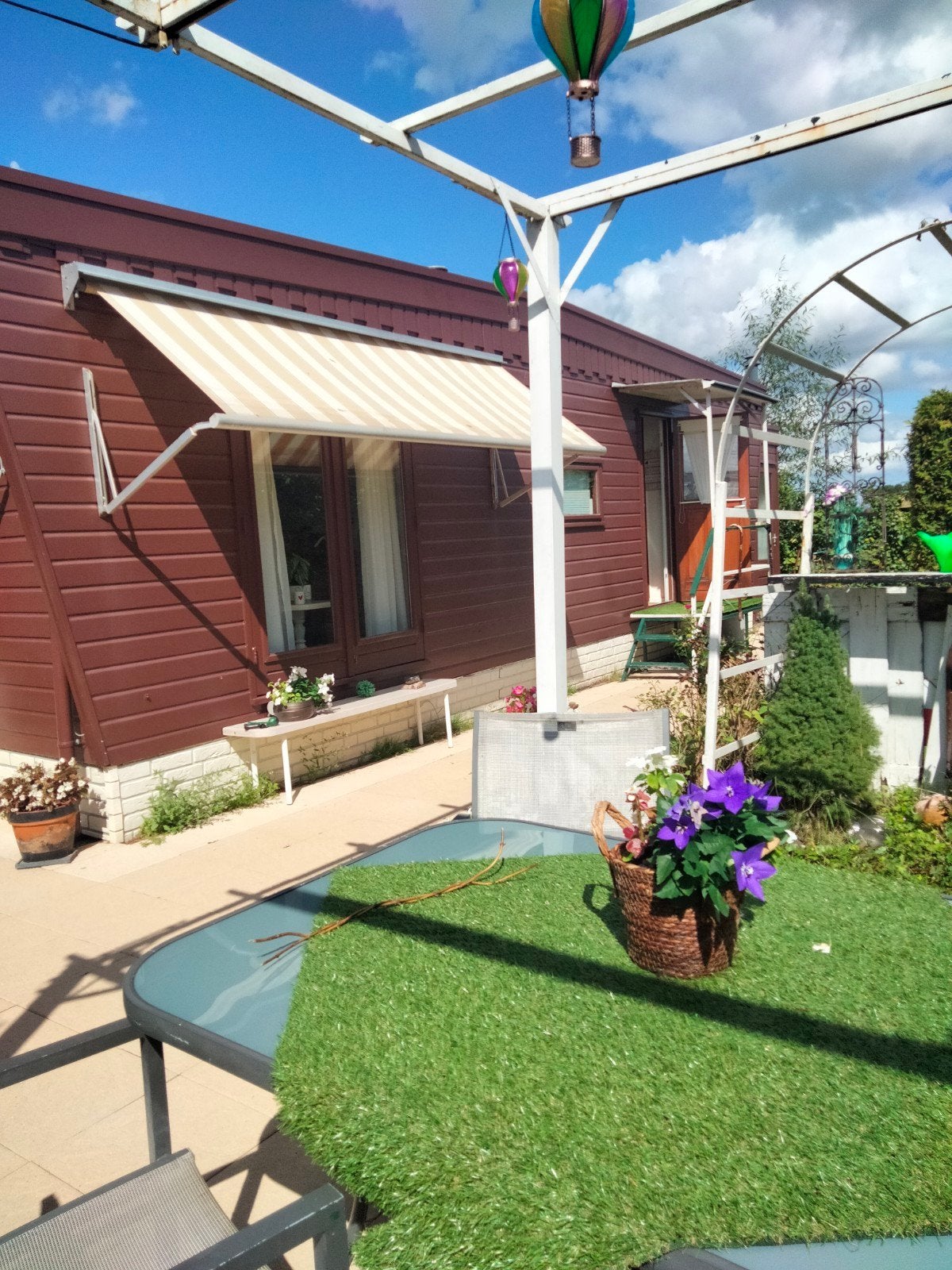 chalet hout bruin 10.75 m incl. schuur, Tuin en Terras, Ophalen of Verzenden, Hout, Overige typen
