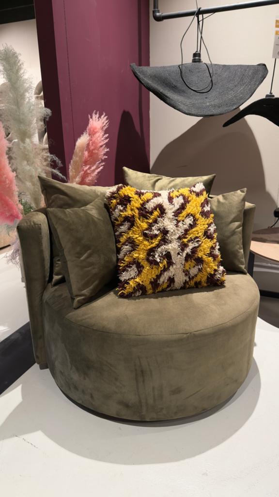 Showroom Draaifauteuil Rhodos Groen Velvet, Ophalen, 75 tot 100 cm, 50 tot 75 cm