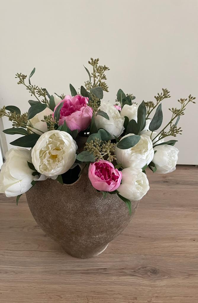 Boeket zijden bloemen - pioenrozen - kunstbloem - boeket, Binnen, Kunstbloem, Zijde, Ophalen of Verzenden
