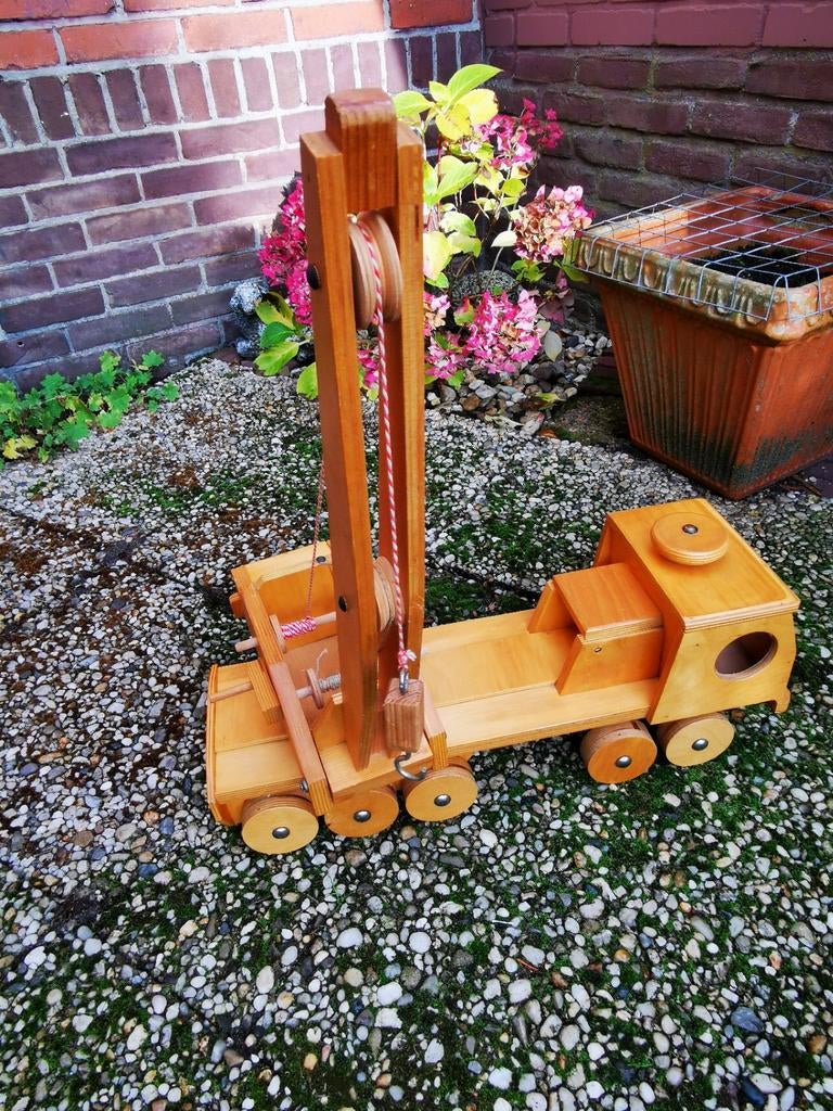 Houten hijskraan kraanwagen, Ophalen of Verzenden, Zo goed als nieuw