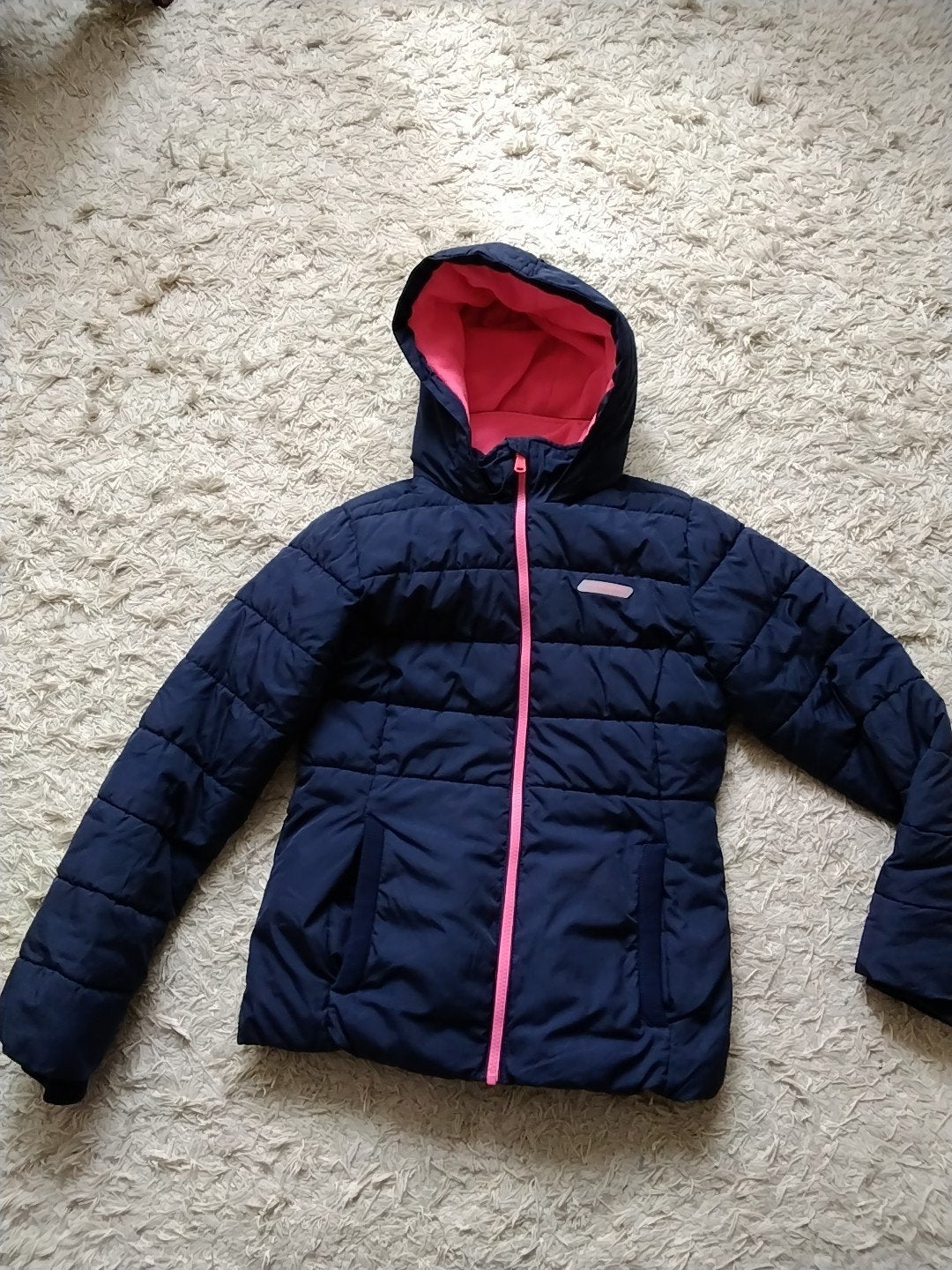 Vingino Winterjas Meisjes - Donkerblauw/Roze - Maat 164, Meisje, Ophalen of Verzenden, Zo goed als nieuw, Vingino