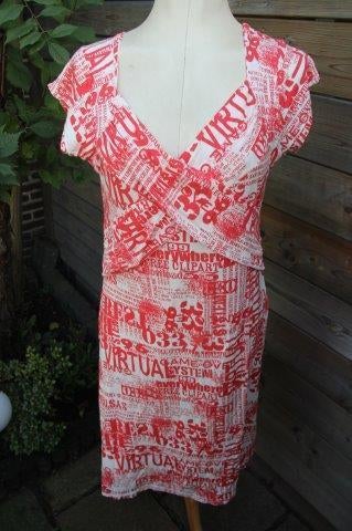 Jurk creme/ rood Studio Anneloes mt L Vaste prijs OPRUIMING, Studio Anneloes, Maat 42/44 (L), Ophalen of Verzenden, Zo goed als nieuw