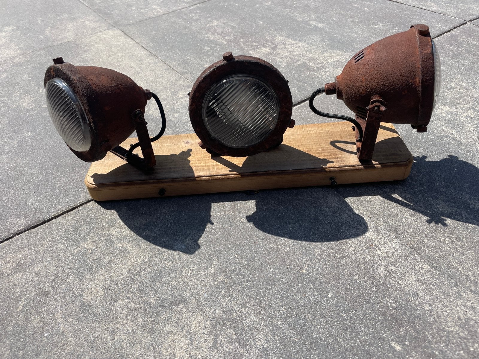 Stoere industriële plafondlamp roestkleur / landelijk, Ophalen, Gebruikt, Metaal