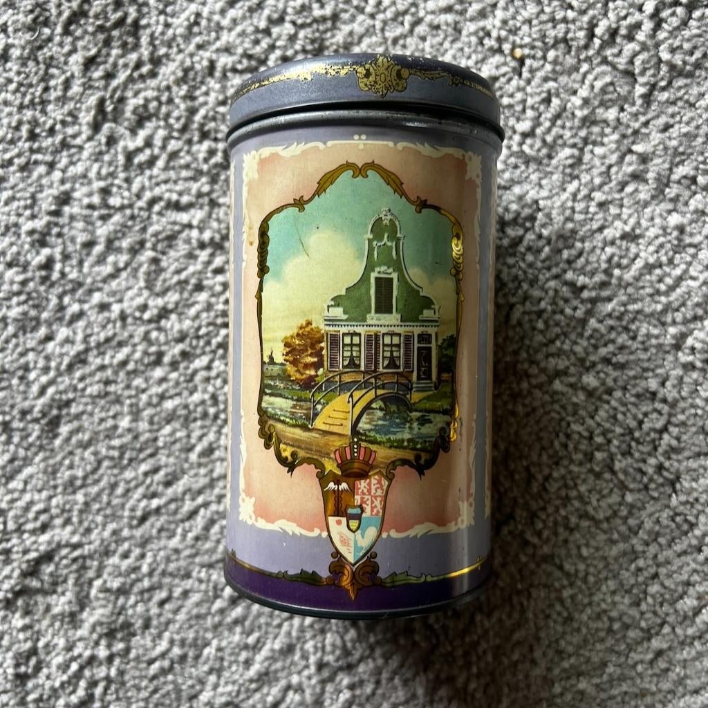 Vintage blikken koektrommel - Zaans koekjes Albert Heijn, Verzamelen, Blikken, Ophalen of Verzenden, Gebruikt, Koek(jes), Overige merken