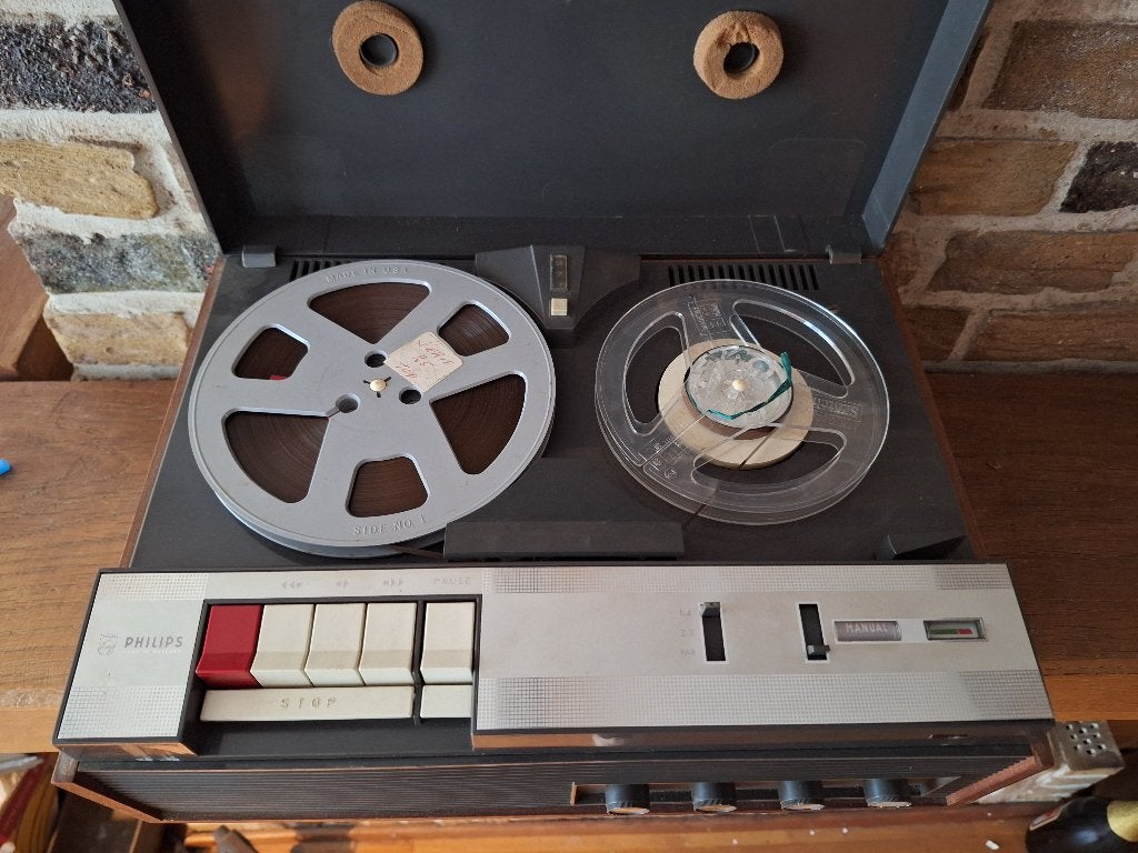 Vintage Philips bandrecorder met tapes (ongetest), Ophalen, Bandrecorder