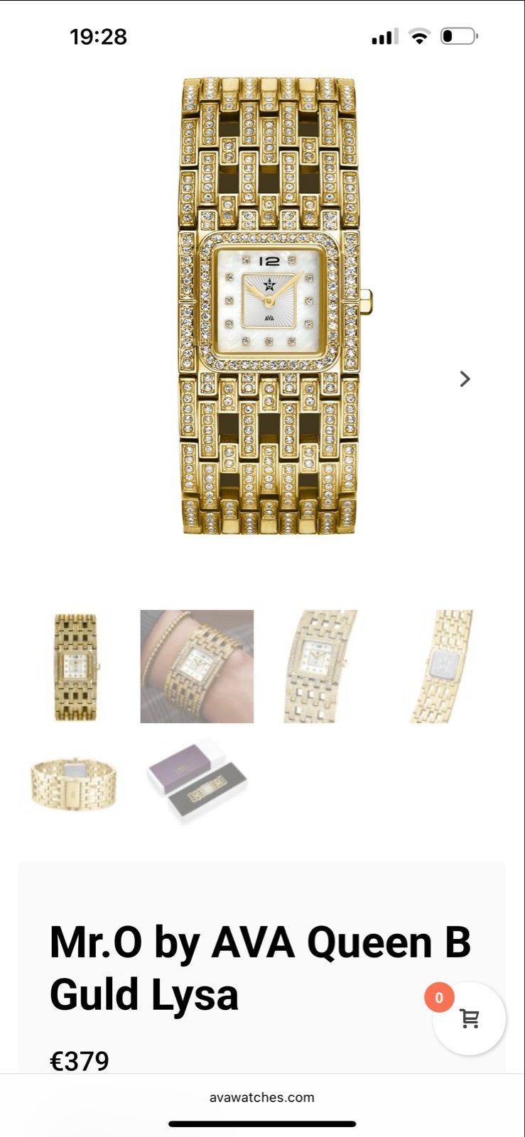 AVA Queen B Guld Lysa Horloge met Strass, Overige merken, Overige materialen, Polshorloge, Nieuw