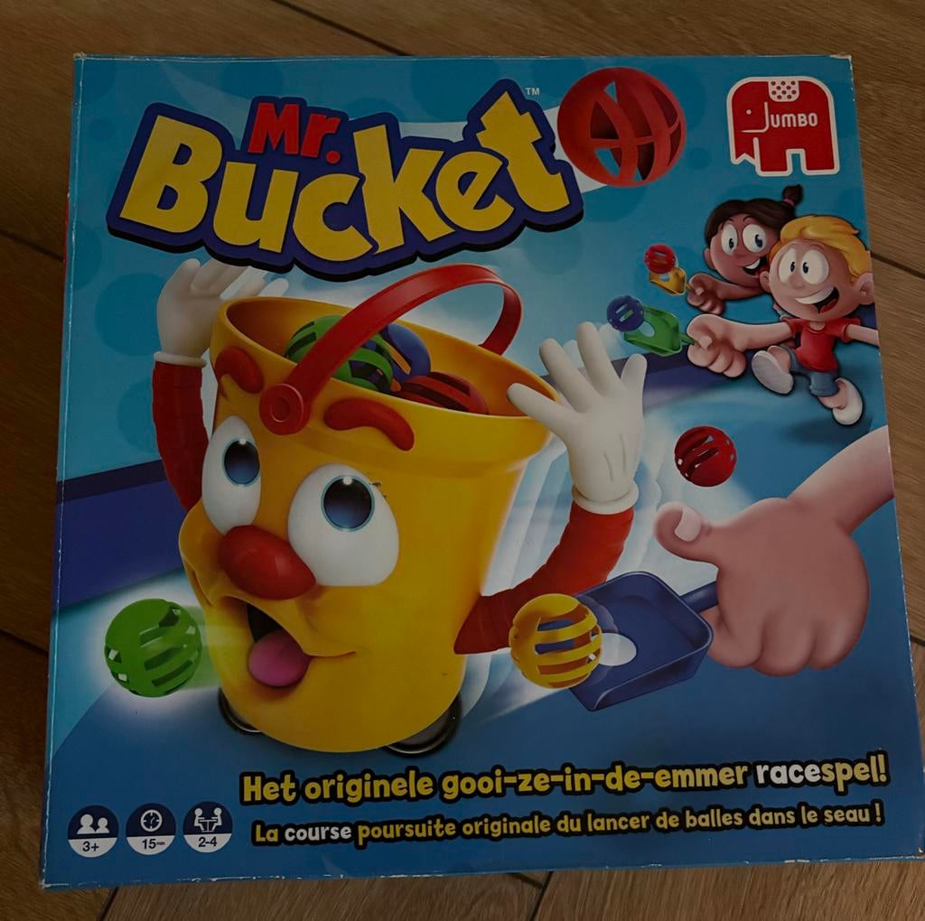Mr. Bucket - Het originele gooi-ze-in-de-emmer racespel!, Drie of vier spelers, Ophalen, Gebruikt