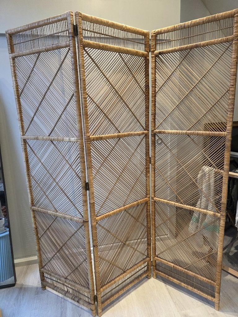 Vintage rattan kamerscherm / roomdivider jaren 60, Huis en Inrichting, Ophalen of Verzenden, Zo goed als nieuw