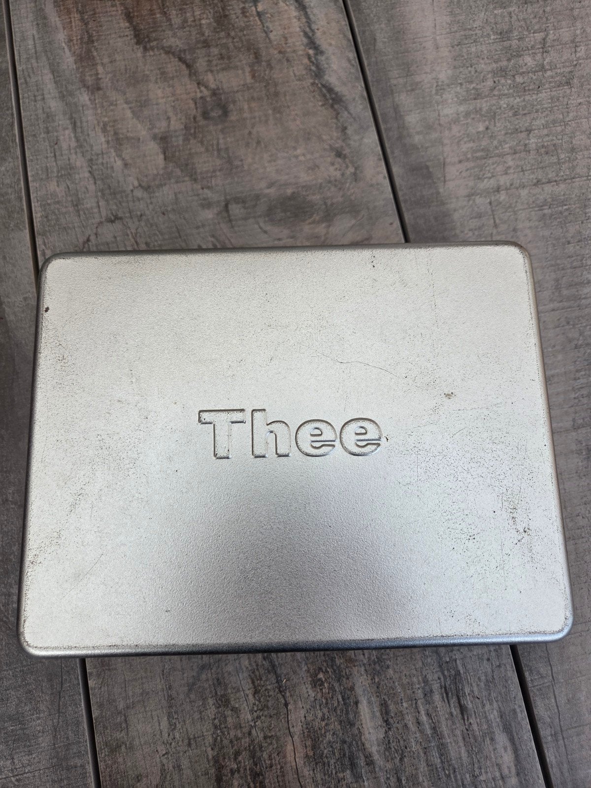Metalen Theedoos met 6 Vakken - Zilverkleurig, Antiek en Kunst, Ophalen of Verzenden