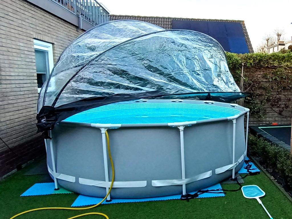 Zwembad rond 3.60 x 1m hoog + Exit kap + veel extras, Ophalen, Gebruikt, 80 tot 120 cm, Rond