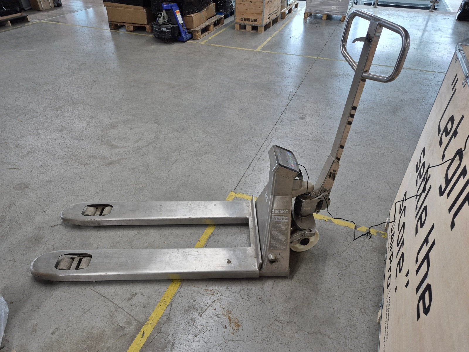 Palletwagen RVS met weegschaal, Ophalen of Verzenden, Gebruikt