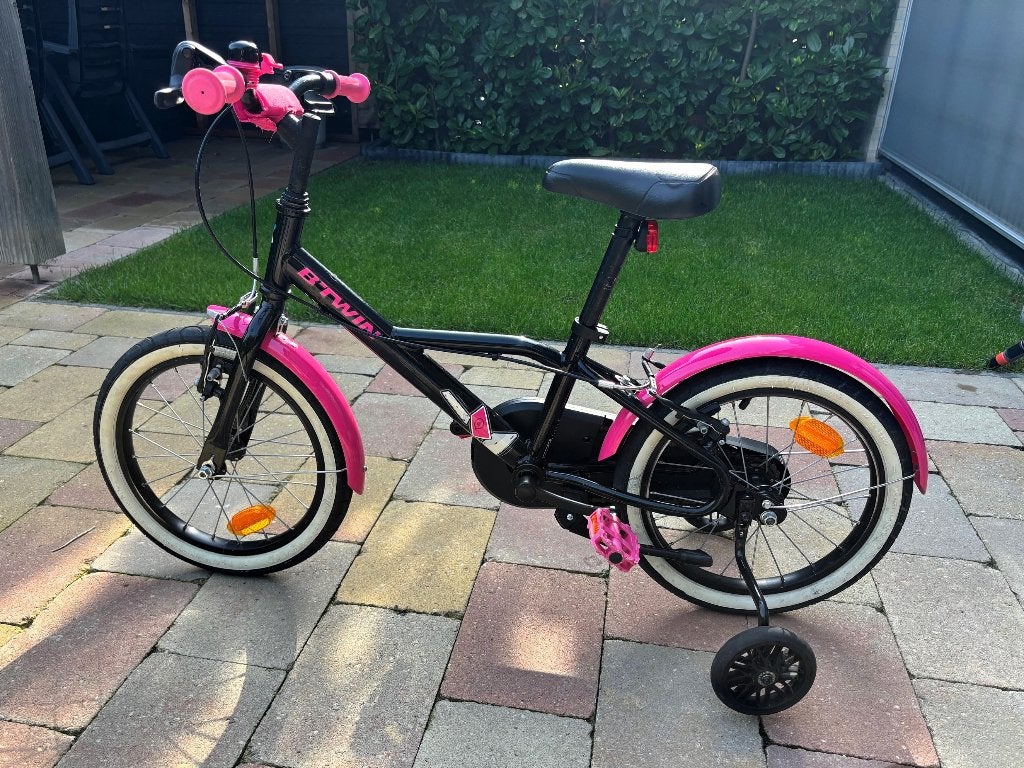 B'TWin Spy Hero Girl 500 kinderfietsje 16 Inch, Ophalen, Zijwieltjes, B'Twin, Schijfrem