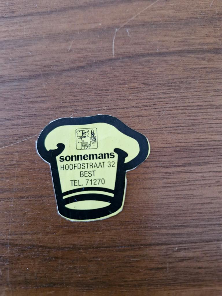 7550 Vintage Sonnemans Bakkerij Sticker - Best, Ophalen of Verzenden, Gebruikt, Bedrijf of Vereniging