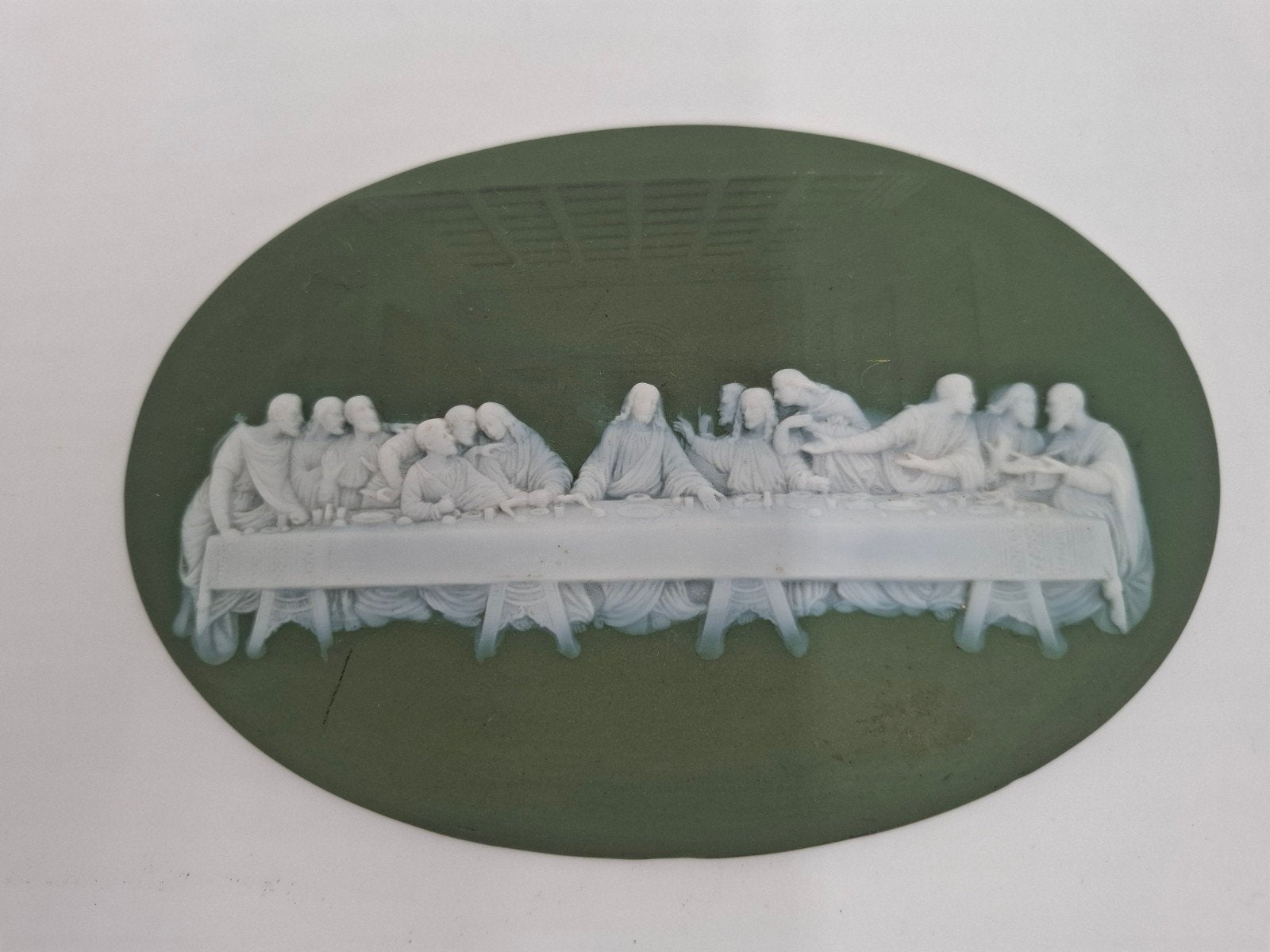 Laatste Avondmaal wandplaquette groen jasperware, Antiek en Kunst, Ophalen of Verzenden