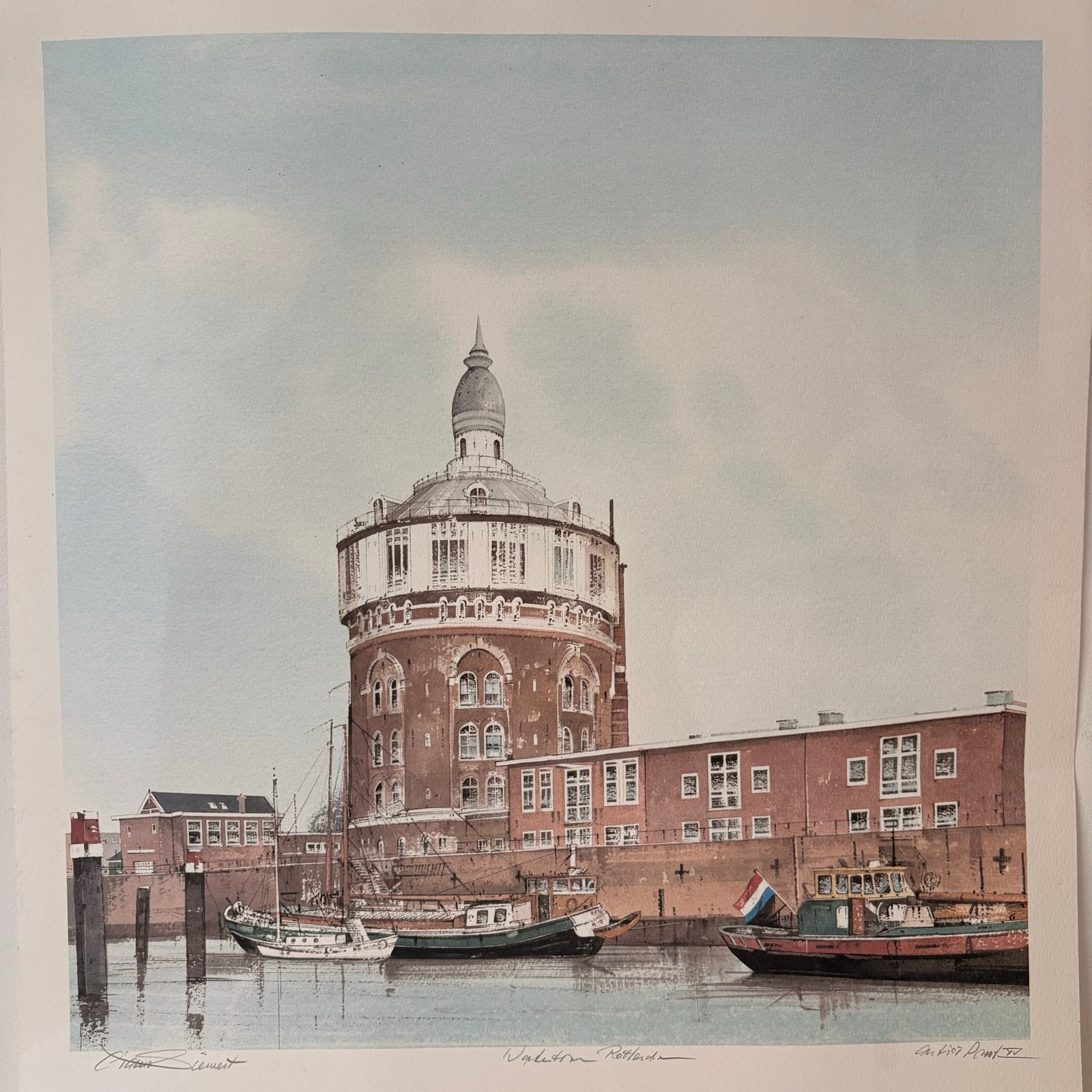 Litho ‘Watertoren Rotterdam’ - C. Siewert (Artist Proof), Antiek en Kunst, 1950 - 1999, Stadsgezicht, Ophalen of Verzenden, Gesigneerd
