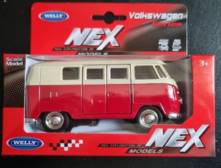 Welly VW volkswagen T1 transporter bus klapdeuren roodwit, Ophalen of Verzenden, Nieuw, Bus of Vrachtwagen