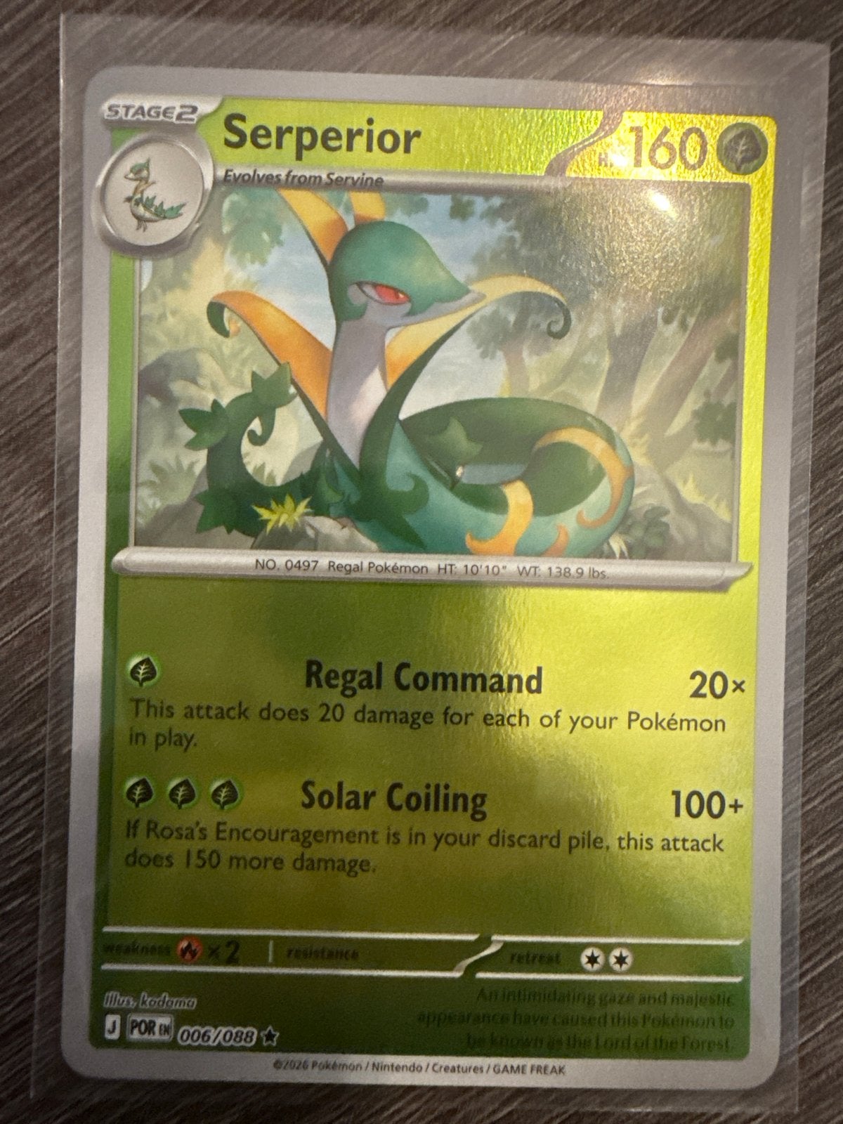 Pokémon Kaart Serperior 006/088 JPOR, Ophalen of Verzenden, Zo goed als nieuw, Losse kaart